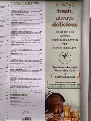 Plant-based menu, current as of 12/01/2025 #Veganuary at The Hummingbird Waterside Cafe in Mandurah
