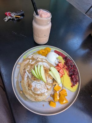 Crumble pancakes at The Hummingbird Waterside Cafe in Mandurah