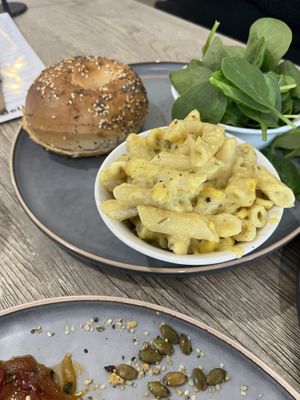 Mac and Cheese Bagel   at The Hummingbird Waterside Cafe in Mandurah