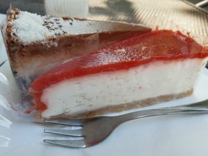Cheesecake in the front at Napfenyes Cukraszat - Bajcsy Zsilinszky in Budapest
