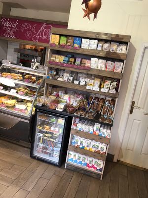 Little shop within the bakery, lovely vegan items for sale :) at Napfenyes Cukraszat - Bajcsy Zsilinszky in Budapest