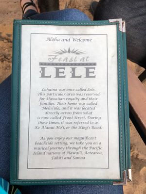 Regular menu at Feast at Lele - Luau in Lahaina