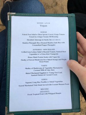 Request vegan courses when reserving by phone, can request menu via email at Feast at Lele - Luau in Lahaina