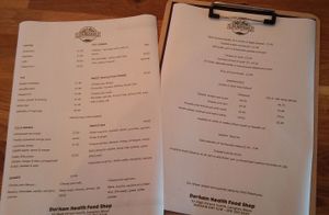 Coffee shop menus (from social media) at Durham Health Food Shop in Durham