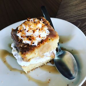 Dessert special- Tres Leches Cake with Coconut Caramel  at Celesta in Milwaukee