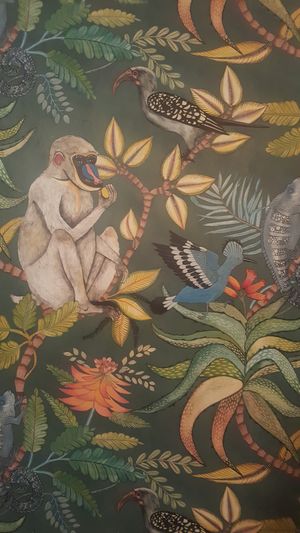 Wallpaper in the bathroom. Must have this in my home. at Celesta in Milwaukee