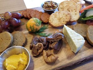 vegan charcuterie plate - available during happy hour, 3-5pm Tuesday-Friday at Celesta in Milwaukee
