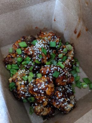 To-go bang bang broccoli at Celesta in Milwaukee