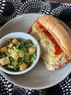 We have a weekly sandwich special! Here is our seitan "chicken" parmesan  at Celesta in Milwaukee