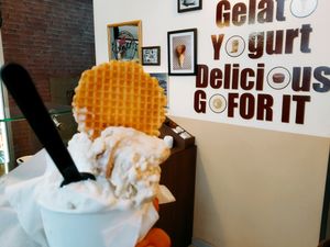Coconut & peanut ice cream at Jeff Gelato in Tel Aviv