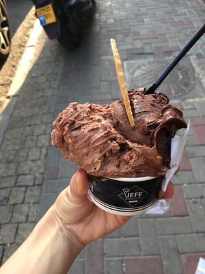 Rocher and Dark Chocolate at Jeff Gelato in Tel Aviv