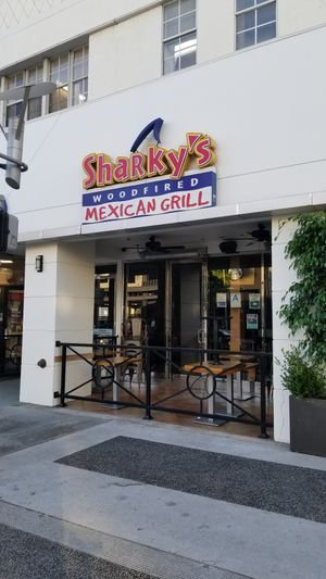 Outside at Sharky's Woodfired Mexican Grill in Beverly Hills