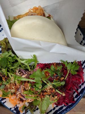 Bao brun and salad at Red Panda in Exeter