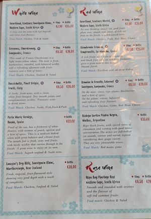 Wine menu as of April 2025 at Eatokyo in Dublin