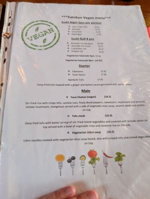 Vegan Menu at Eatokyo in Dublin
