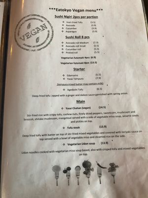 Vegan Menu  at Eatokyo in Dublin