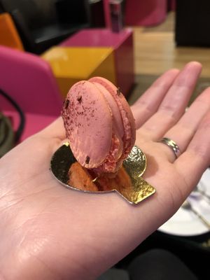 Vegan raspberry macaron with rose cream  at Cake Boy in South West London