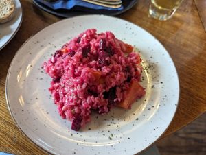 Beetroot risotto at Golden Cross in Coventry