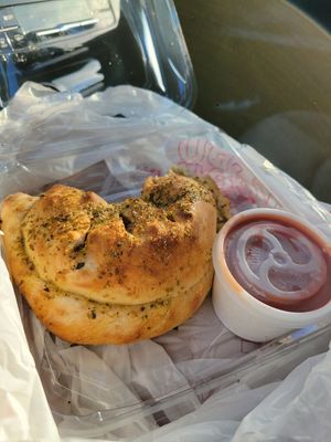 Vegan Delight Calzone at Joe & Ernie's in Chula Vista
