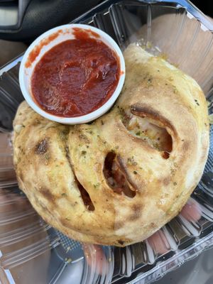 Individual size vegan supreme calzone  at Joe & Ernie's in Chula Vista