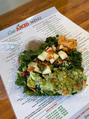 Kale Salad with hummus and avocado  at iGet Juiced in Snellville