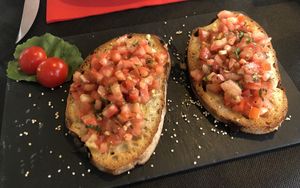 Tomato bruschetta  at Rustico Pizza e Vino in Gran Canaria