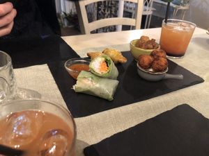 Variety of finger foods   at La Pepiniere in Florence