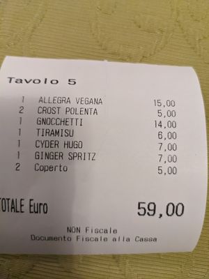 A little expensive with coperto at La Pepiniere in Florence