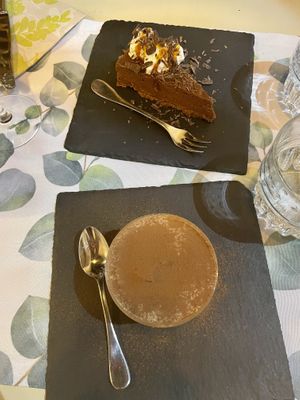 Tiramisu and chocolate cake   at La Pepiniere in Florence