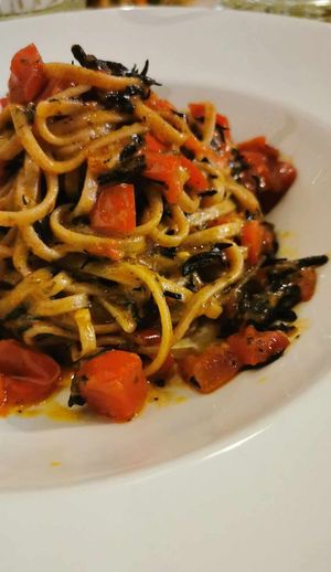 Tagliolini di mare con Hijiki, Nori e pomodorini at La Pepiniere in Florence
