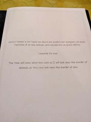 Front of menu at La Pepiniere in Florence