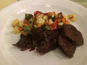 Vegan scallops  at La Pepiniere in Florence