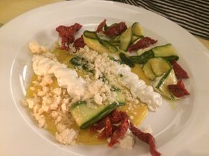 Eggplant ravioli with zucchini  at La Pepiniere in Florence