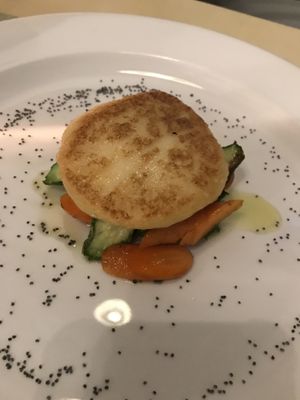 Vegan fried cheese  at La Pepiniere in Florence