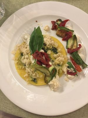 giant ravioli! The vegan parmesan and creams were really good and the pasta itself didn't taste GF at all. at La Pepiniere in Florence