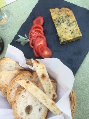 little starter frittata with veggies  at La Pepiniere in Florence