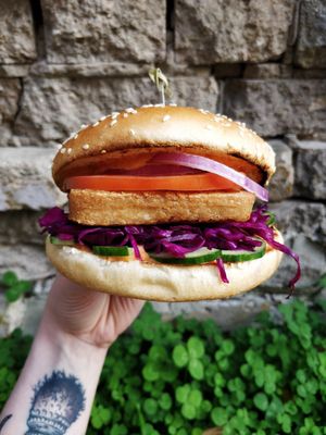 Scandinavian "fish" burger. Price: 350₽ at Veganga in Moscow
