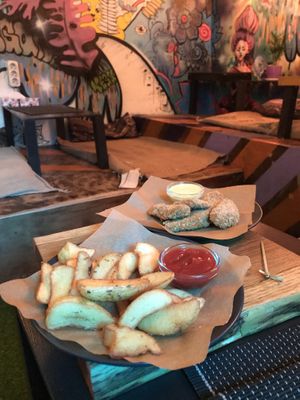 Fries and vegan nuggets  at Veganga in Moscow
