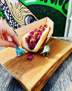 Legendary veg hot dog with red cabbage! 🌭 at Veganga in Moscow