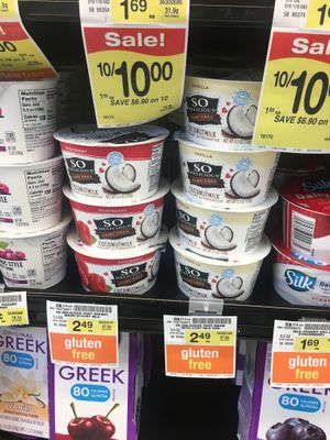 SO Delicious brand yogurt in the yogurt section  at Albertsons in Downey