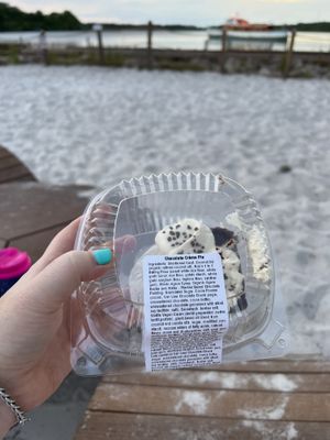 Plant based chocolate cream pie from the cold case  at Trail's End in Lake Buena Vista