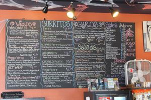 Chalkboard Menu (Note the V on the Falafel Wrap) at Wrap and Roll Cafe in Whitefish