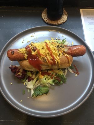 Vegan hot dog  at Nutmeg in Wolverhampton