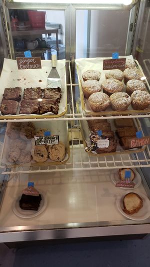 Baked goods. Usually has one vegan item that sells out quickly (which is what happened in this photo). at Blue Heron Coffeehouse in Winona