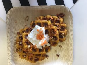 Vegan waffles at Luna Juice Bar in Waco