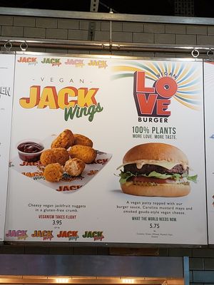 Signage for vegan items at LHR - Leon - T2 in West London