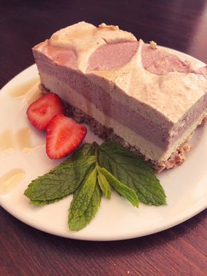 Strawberry & Cashew ice-cream cake!  at Vegalini in Bodrum