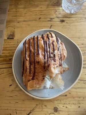 Pain au chocolat (with a bite taken out lol)  at Trading Post Coffee Roasters in Brighton