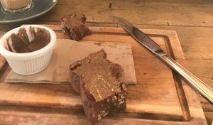 Banana bread in the process of being devoured at Trading Post Coffee Roasters in Brighton