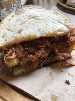 Vegan pulled pork sandwich  at Trading Post Coffee Roasters in Lewes